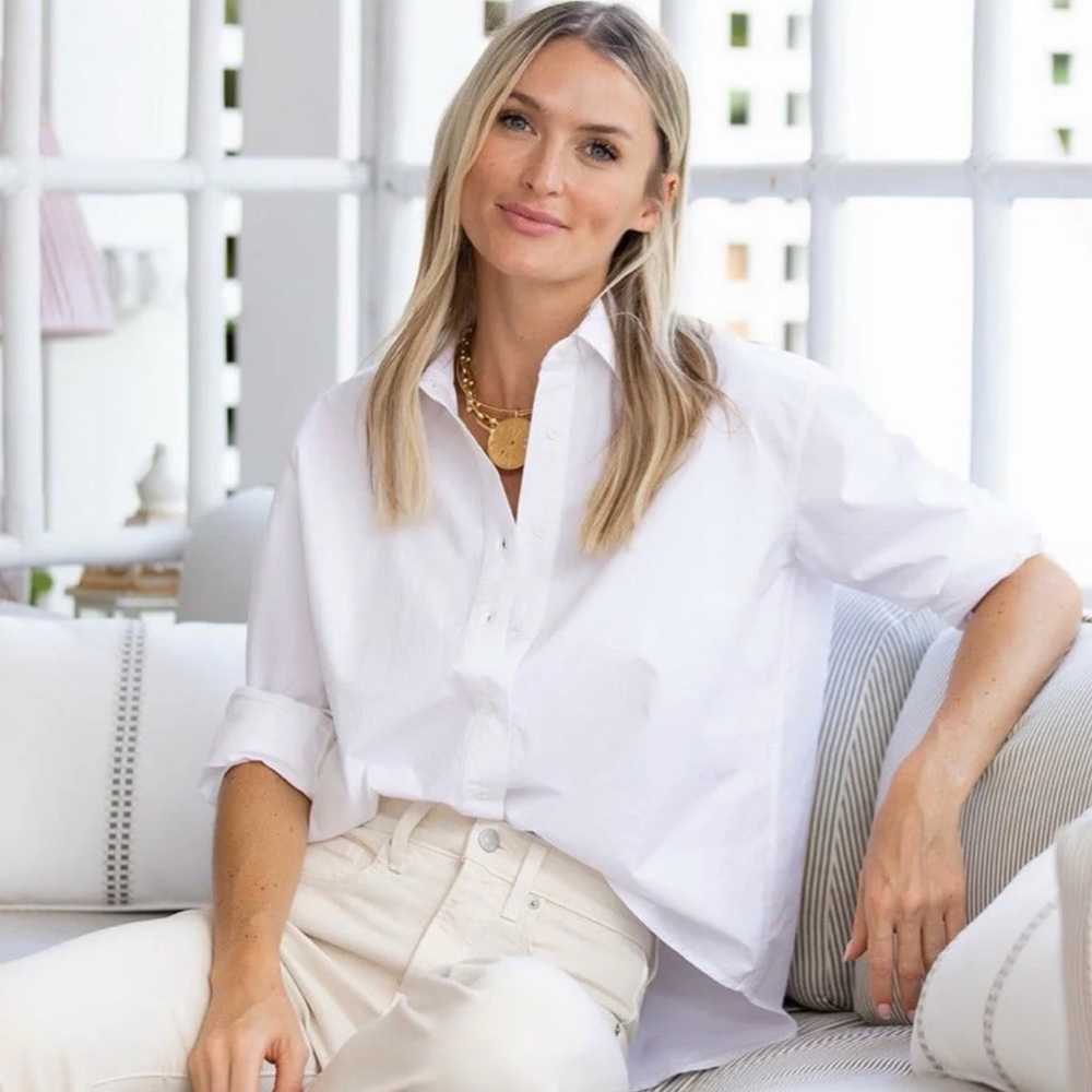 Julia Amory Carolyn Shirt Oxford White Size S NWT